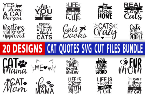 Cat Quotes Svg Design Bundle for Graphics and Crafts